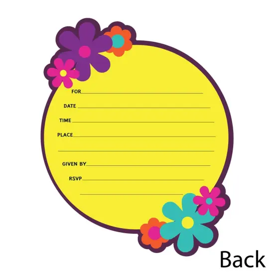 Big Dot of Happiness 60's Hippie - Shaped Fill-in Invitations - 1960s Groovy Party Invitation Cards with Envelopes - Set of 12 {4}