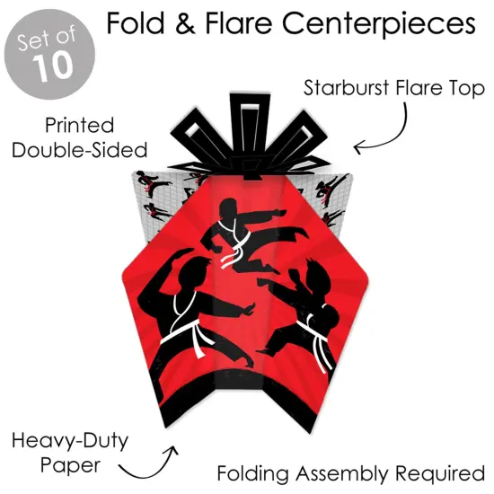 Big Dot of Happiness Karate Master - Table Decorations - Martial Arts Birthday Party Fold and Flare Centerpieces - 10 Count {6}