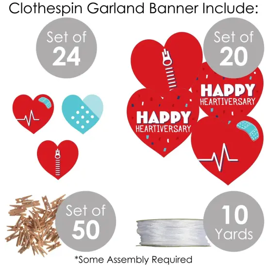 Big Dot of Happiness Happy Heartiversary - CHD Awareness DIY Decorations - Clothespin Garland Banner - 44 Pieces {6}