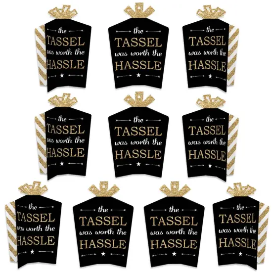 Big Dot of Happiness Gold - Tassel Worth The Hassle - Table Decorations - Graduation Party Fold and Flare Centerpieces - 10 Count {1}