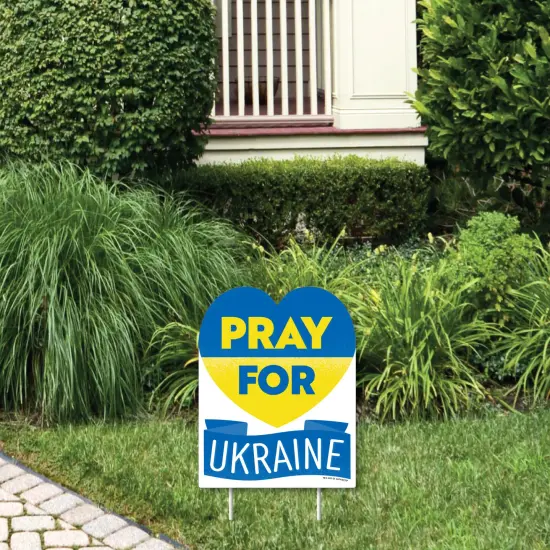 Big Dot of Happiness We Stand with Ukraine - Outdoor Lawn Sign - Pray For Ukraine Yard Sign - 1 Piece {1}
