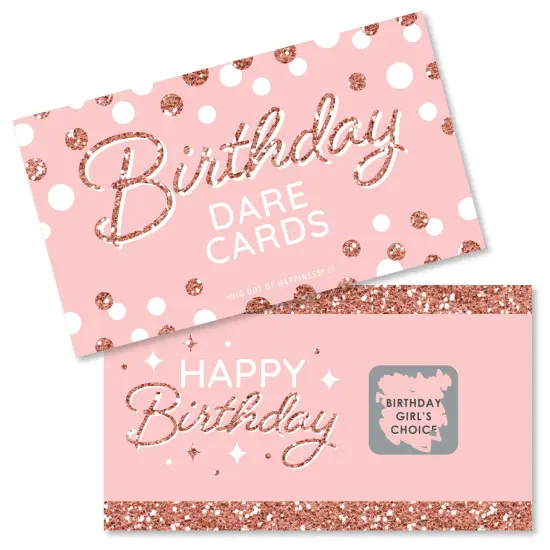 Big Dot of Happiness Pink Rose Gold Birthday - Happy Birthday Party Game Scratch Off Dare Cards - 22 Count {1}