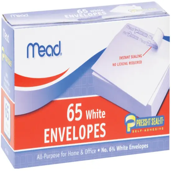 Mead Boxed Peel & Stick Envelopes 3.625"X6.5" 65/Pkg-Regular #6 {1}