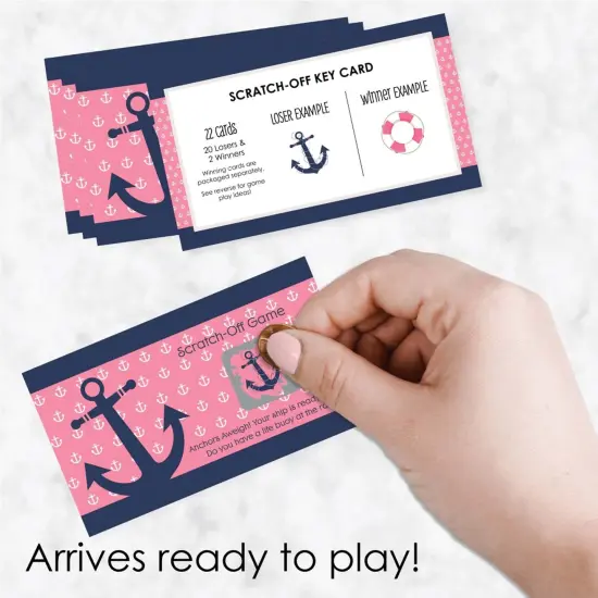 Big Dot of Happiness Ahoy - Nautical Girl - Baby Shower or Birthday Party Game Scratch Off Cards - 22 Count {3}