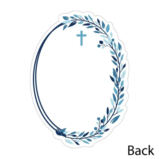 Big Dot of Happiness Blue Elegant Cross - Shaped Thank You Cards - Boy Religious Party Thank You Note Cards with Envelopes - Set of 12 {6}