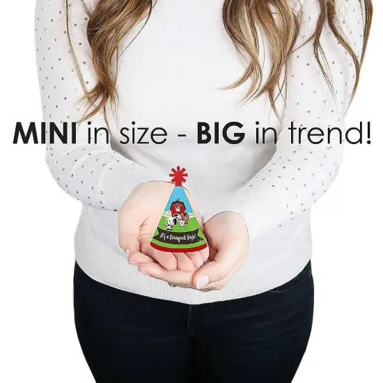 Big Dot of Happiness Farm Animals - Mini Cone Baby Shower or Birthday Party Hats - Small Little Party Hats - Set of 8 {4}