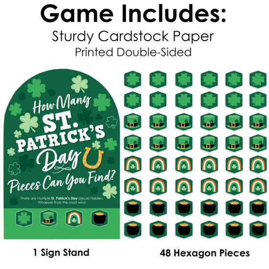 Big Dot of Happiness Shamrock St. Patrick's Day - Saint Paddy&rsquo;s Day Party Scavenger Hunt - 1 Stand and 48 Game Pieces - Hide and Find Game {6}