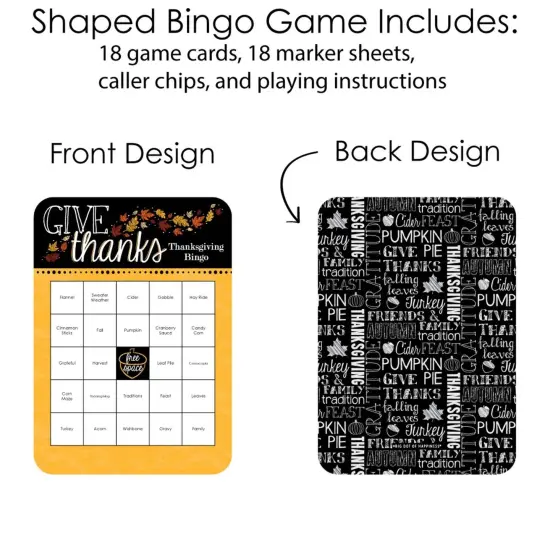 Big Dot of Happiness Give Thanks - Bingo Cards and Markers - Thanksgiving Party Bingo Game - Set of 18 {4}