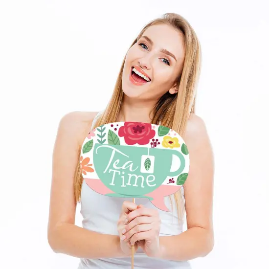 Big Dot of Happiness Floral Let's Par-Tea - Garden Tea Party Photo Booth Props Kit - 20 Count {4}