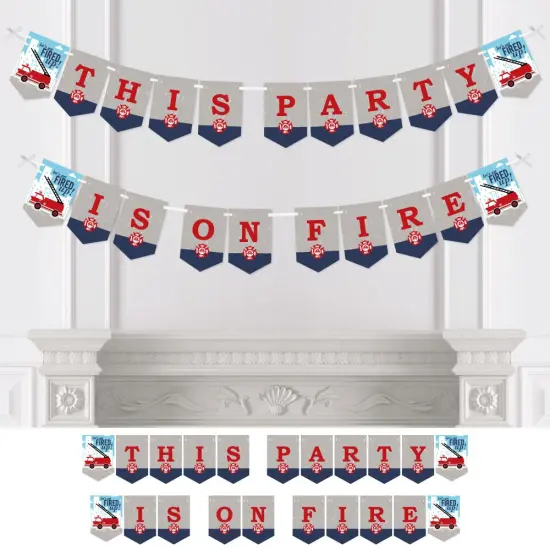 Big Dot of Happiness Fired Up Fire Truck - Firefighter Firetruck Birthday Party Bunting Banner - Birthday Party Decorations - Happy Birthday {3}