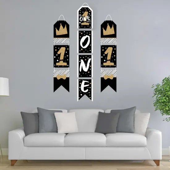 Big Dot of Happiness 1st Birthday Little Mr. Onederful - Hanging Vertical Paper Door Banners - Boy First Birthday Wall Decor Kit- Indoor Door Decor {3}