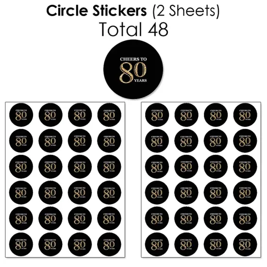 Big Dot of Happiness Adult 80th Birthday - Gold - Birthday Party Candy Favor Sticker Kit - 304 Pieces {7}