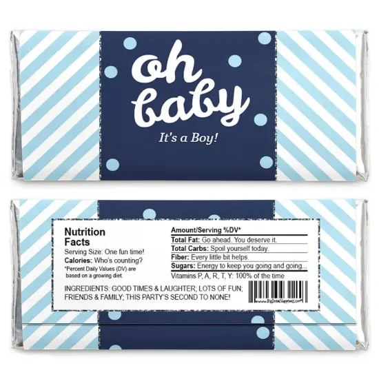 Big Dot of Happiness Hello Little One - Blue and Silver - Candy Bar Wrappers Boy Baby Shower Favors - Set of 24 {3}