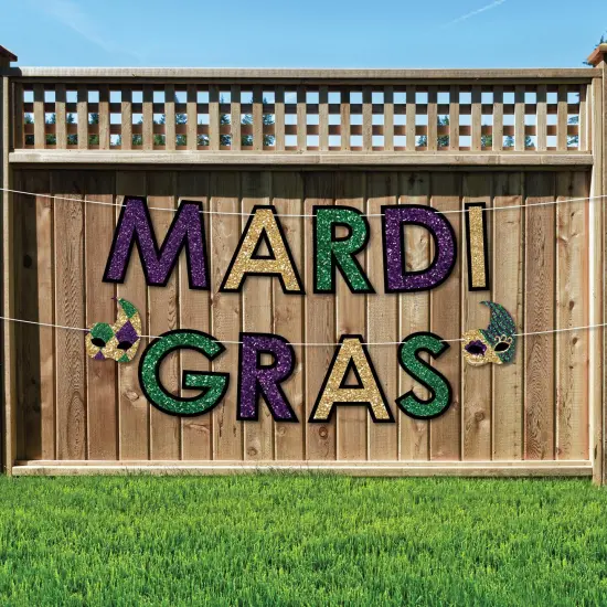 Big Dot of Happiness Mardi Gras - Masquerade Party Decorations - Mardi Gras - Outdoor Letter Banner {1}