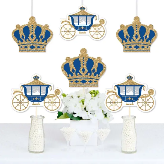 Big Dot of Happiness Royal Prince Charming - Crown & Carriage Decorations DIY Baby Shower or Birthday Party Essentials - Set of 20 {1}
