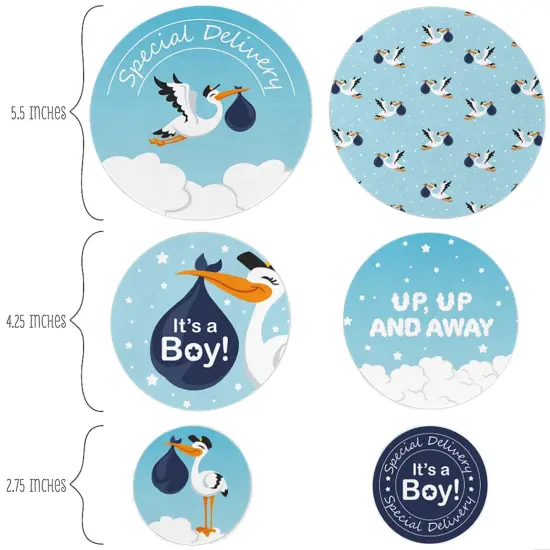 Big Dot of Happiness Boy Special Delivery - Blue It's A Boy Stork Baby Shower Giant Circle Confetti - Party Decorations - Large Confetti 27 Count {3}