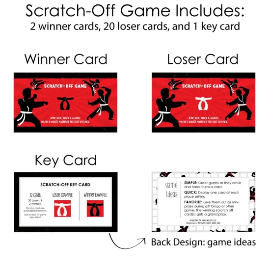 Big Dot of Happiness Karate Master - Martial Arts Birthday Party Game Scratch Off Cards - 22 Count {6}