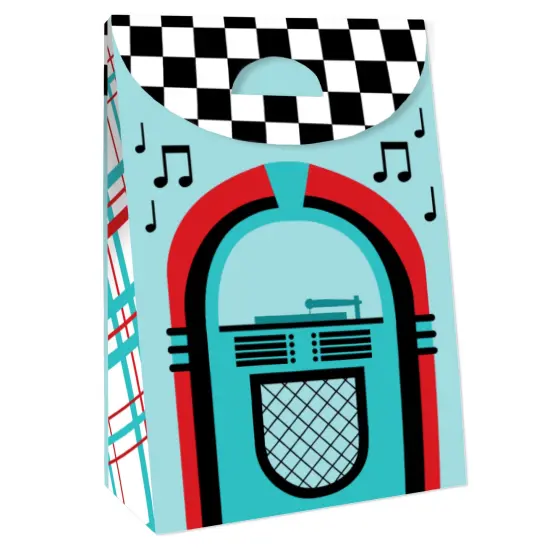 Big Dot of Happiness 50&rsquo;s Sock Hop - 1950s Rock N Roll Gift Favor Bags - Party Goodie Boxes - Set of 12 {4}