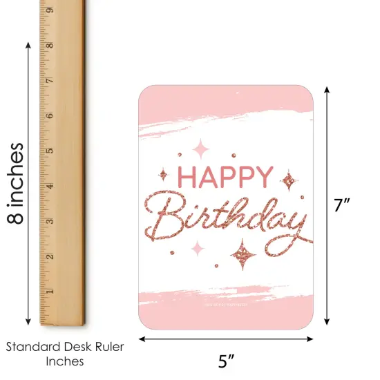 Big Dot of Happiness Pink Rose Gold Birthday - Picture Bingo Cards and Markers - Happy Birthday Party Bingo Game - Set of 18 {6}