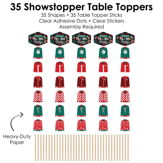 Big Dot of Happiness Christmas Pajamas - Holiday Plaid PJ Party Centerpiece Sticks - Showstopper Table Toppers - 35 Pieces {7}