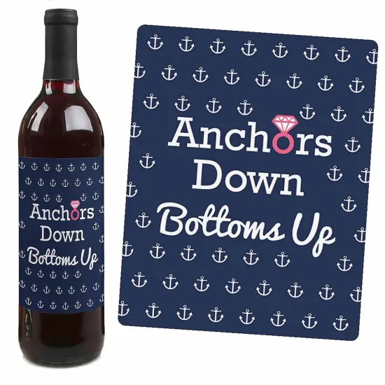 Big Dot of Happiness Last Sail Before the Veil - Nautical Bridal Shower and Bachelorette Party Gift for Women - Wine Bottle Label Stickers - Set of 4 {7}