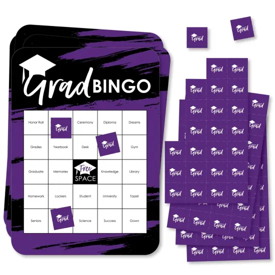 Big Dot of Happiness Purple Grad - Best is Yet to Come - Bingo Cards and Markers - Purple Graduation Party Shaped Bingo Game - Set of 18 {1}