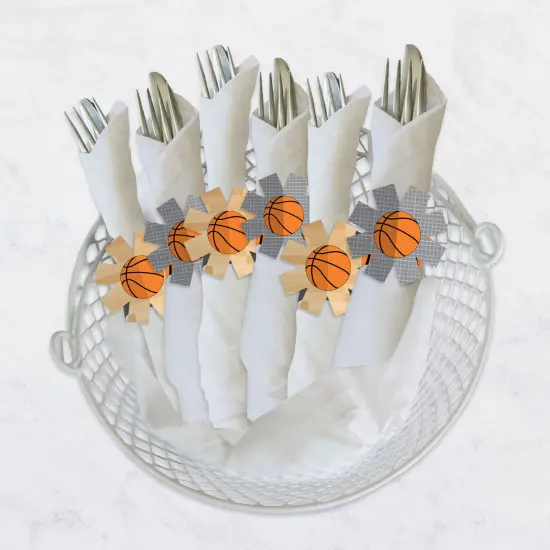 Big Dot of Happiness Nothin&rsquo; But Net - Basketball - Baby Shower or Birthday Party Paper Napkin Holder - Napkin Rings - Set of 24 {4}