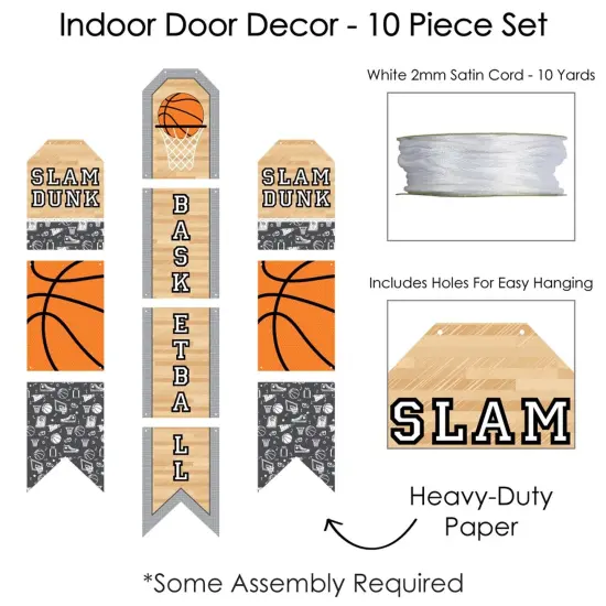 Big Dot of Happiness Nothin' But Net - Basketball - Hanging Vertical Paper Door Banners - Baby Shower Birthday Party Wall Decor Kit -Indoor Door Decor {6}