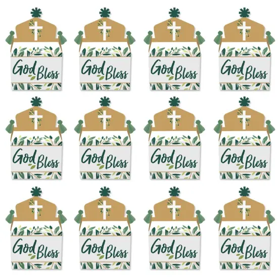 Big Dot of Happiness Elegant Cross - Treat Box Party Favors - Religious Party Goodie Gable Boxes - Set of 12 {6}