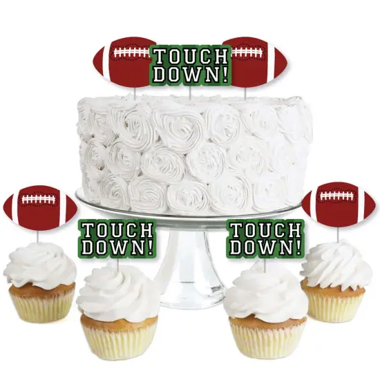Big Dot of Happiness End Zone - Football - Dessert Cupcake Toppers - Baby Shower or Birthday Party Clear Treat Picks - Set of 24 {1}