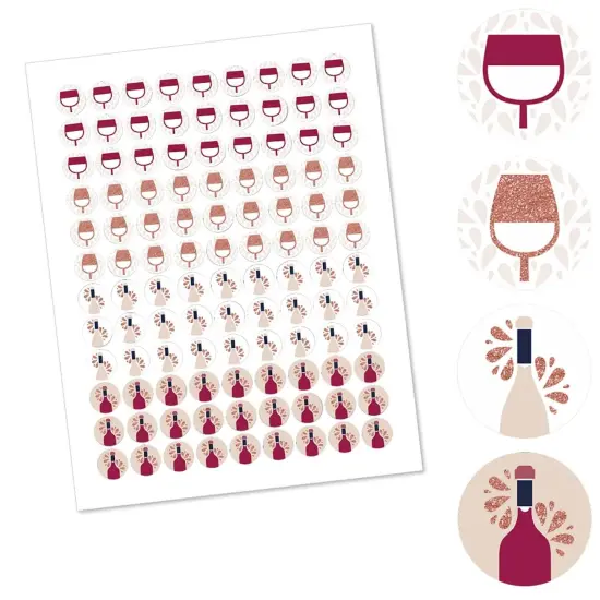 Big Dot of Happiness But First, Wine - Wine Tasting Party Round Candy Sticker Favors - Labels Fits Chocolate Candy (1 sheet of 108) {3}