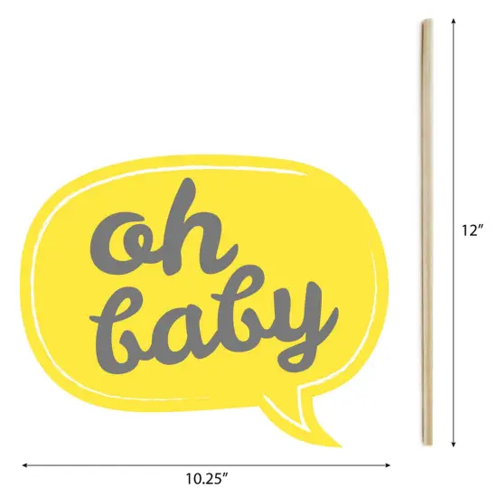 Big Dot of Happiness Hello Little One - Yellow and Gray - Neutral Baby Shower Photo Booth Props Kit - 20 Count {7}