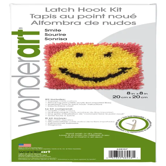 Wonderart Latch Hook Kit 8"X8"-Smile {3}