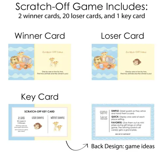 Big Dot of Happiness Noah's Ark - Baby Shower or Birthday Party Game Scratch Off Cards - 22 Count {6}