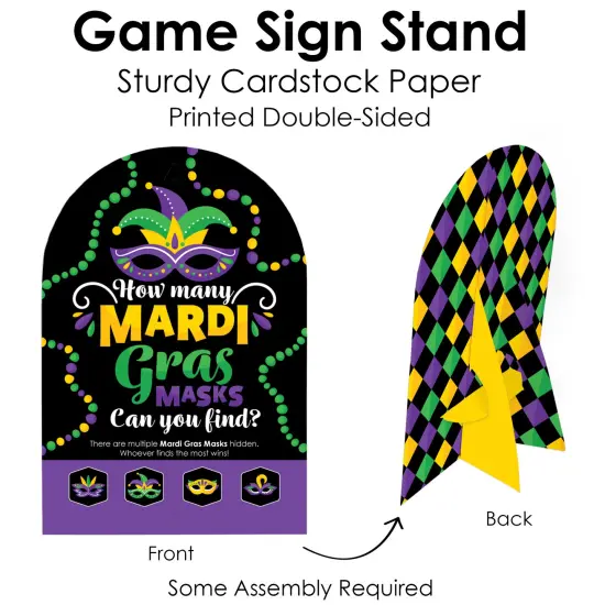 Big Dot of Happiness Colorful Mardi Gras Mask - Masquerade Party Scavenger Hunt - 1 Stand and 48 Game Pieces - Hide and Find Game {7}
