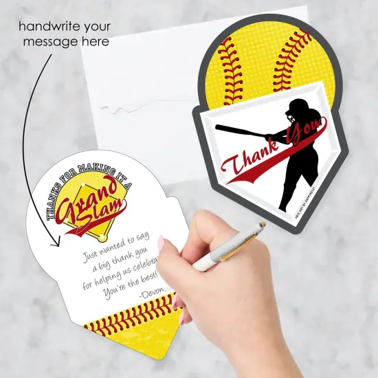 Big Dot of Happiness Grand Slam - Fastpitch Softball - Shaped Thank You Cards - Birthday or Baby Shower Thank You Note Cards & Envelopes - Set of 12 {3}
