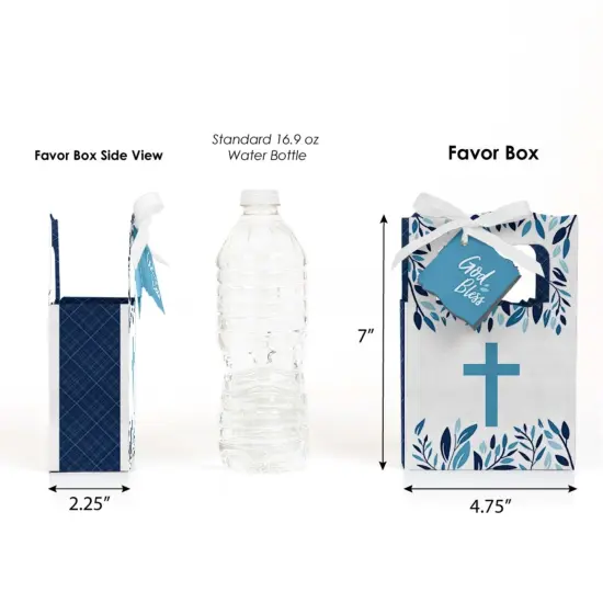 Big Dot of Happiness Blue Elegant Cross - Boy Religious Party Favor Boxes - Set of 12 {3}