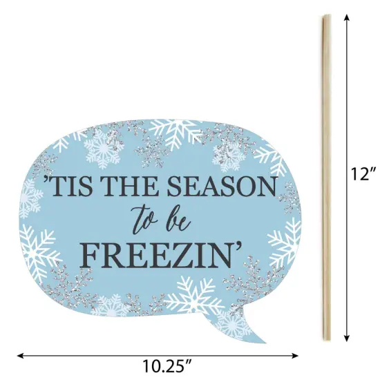 Big Dot of Happiness Funny Winter Wonderland - Snowflake Holiday Party and Winter Wedding Photo Booth Props Kit - 10 Piece {6}