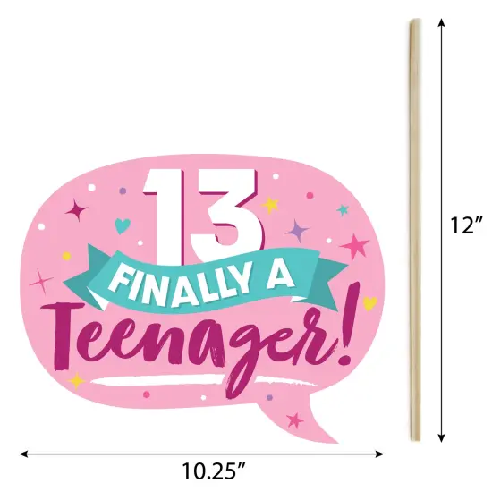 Big Dot of Happiness Girl 13th Birthday - Official Teenager Birthday Party Photo Booth Props Kit - 20 Count {7}