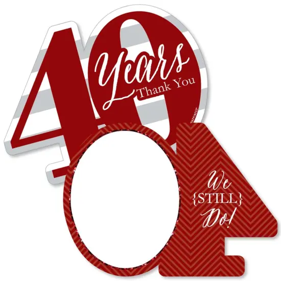 Big Dot of Happiness We Still Do - 40th Wedding Anniversary - Shaped Thank You Cards - Anniversary Party Thank You Cards with Envelopes - Set of 12 {1}