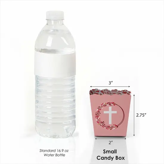 Big Dot of Happiness Pink Elegant Cross - Party Mini Favor Boxes - Girl Religious Party Treat Candy Boxes - Set of 12 {4}