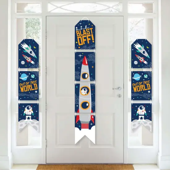 Big Dot of Happiness Blast Off to Outer Space - Hanging Vertical Paper Door Banners - Baby Shower or Birthday Party Wall Decor Kit - Indoor Door Decor {1}