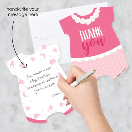 Big Dot of Happiness It's a Girl - Shaped Thank You Cards - Pink Baby Shower Thank You Note Cards with Envelopes - Set of 12 {3}