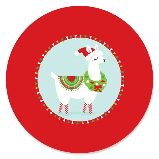 Big Dot of Happiness Fa La Llama - Christmas and Holiday Party Circle Sticker Labels - 24 Count {1}