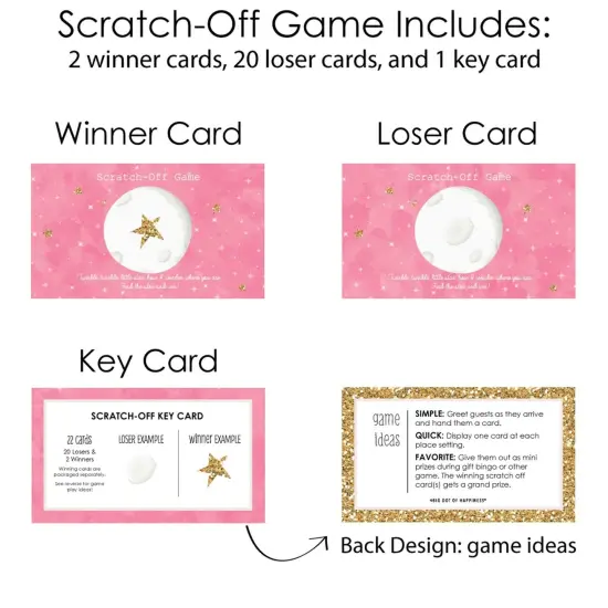 Big Dot of Happiness Pink Twinkle Twinkle Little Star - Baby Shower or Birthday Party Game Scratch Off Cards - 22 Count {6}
