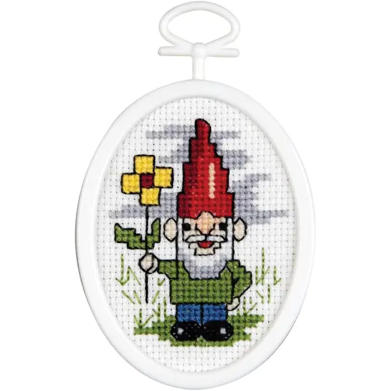 Janlynn Mini Counted Cross Stitch Kit 2.75" Oval-Gnome {2}