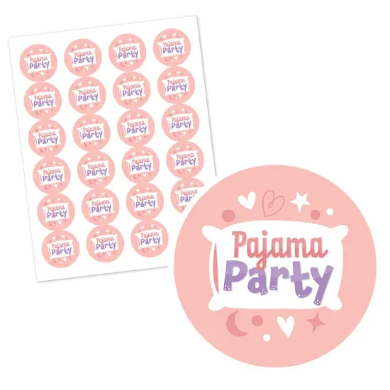 Big Dot of Happiness Pajama Slumber Party - Girls Sleepover Birthday Party Circle Sticker Labels - 24 Count {3}