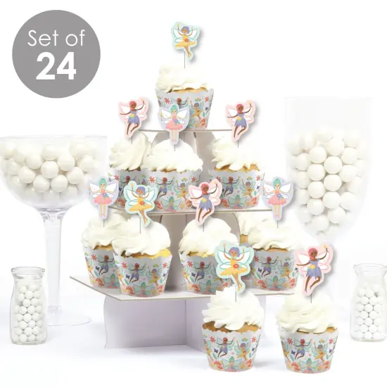 Big Dot of Happiness Let's Be Fairies - Cupcake Decoration - Fairy Garden Birthday Party Cupcake Wrappers and Treat Picks Kit - Set of 24 {6}