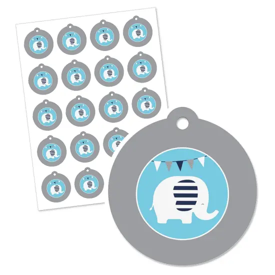 Big Dot of Happiness Blue Elephant - Boy Baby Shower or Birthday Party Favor Gift Tags (Set of 20) {3}
