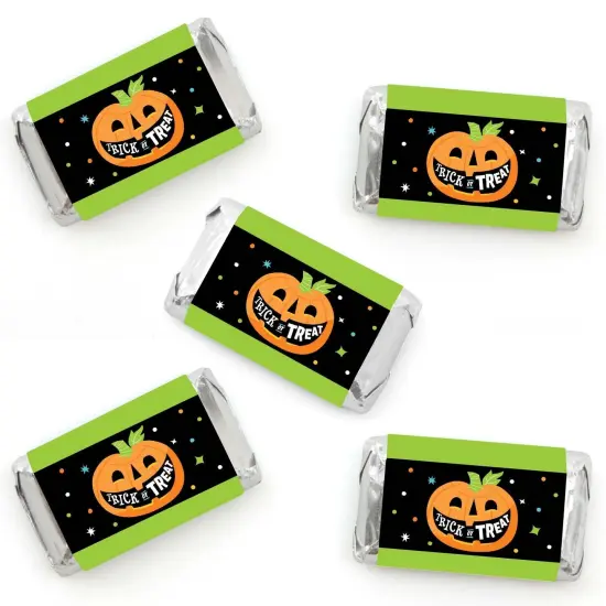 Big Dot of Happiness Jack-O'-Lantern Halloween - Mini Candy Bar Wrapper Stickers - Kids Halloween Party Small Favors - 40 Count {1}